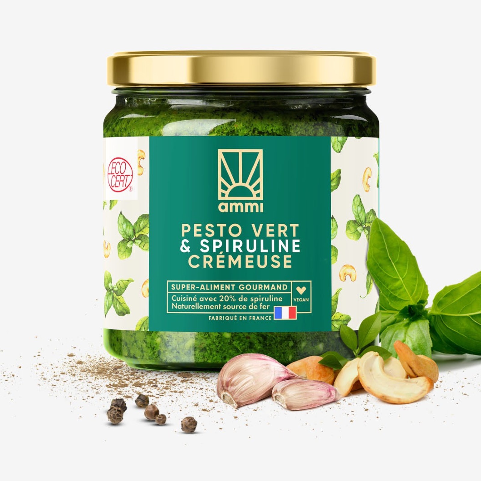 Pesto vert et 20% spiruline fraîche Solis crémeuse