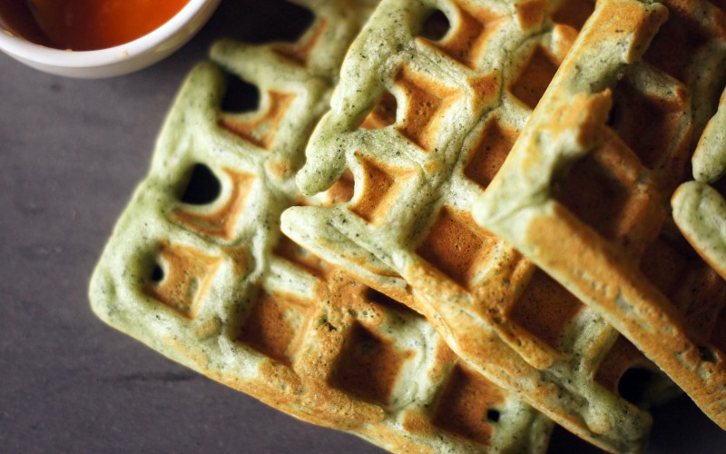 Gaufre à la spiruline, recette Solis Culturae