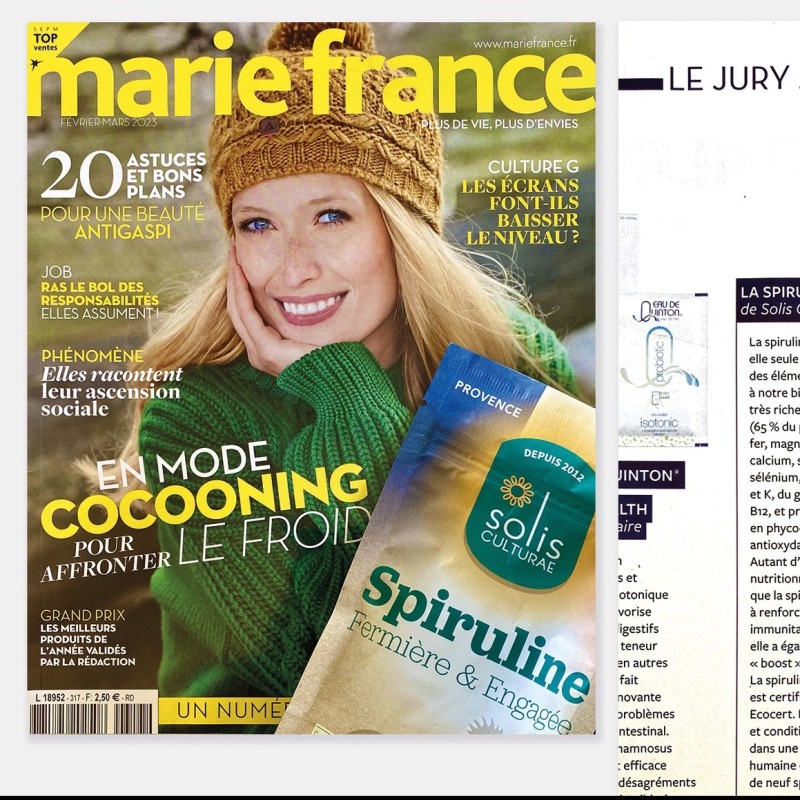Le magazine Marie-France n°317 parle de notre spiruline bio