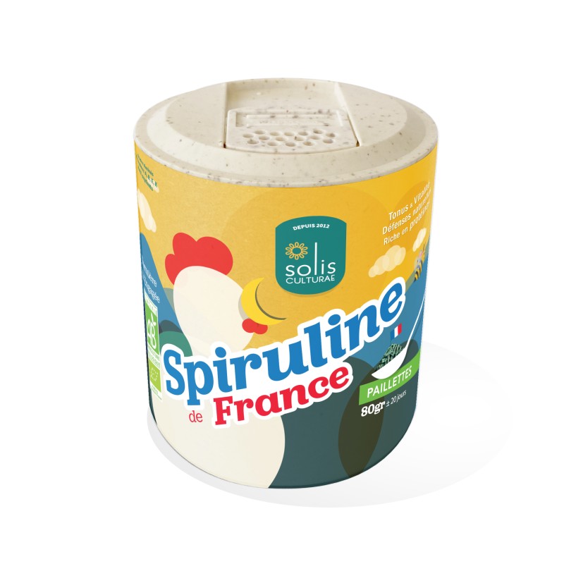 Mock-up Packaging Biocoop 2024 poudrier - spiruline AB en paillettes 80gr